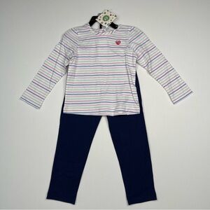 Little Me Pants Top Tee 2 Piece Outfit  Navy Striped Long Sleeve Play School New